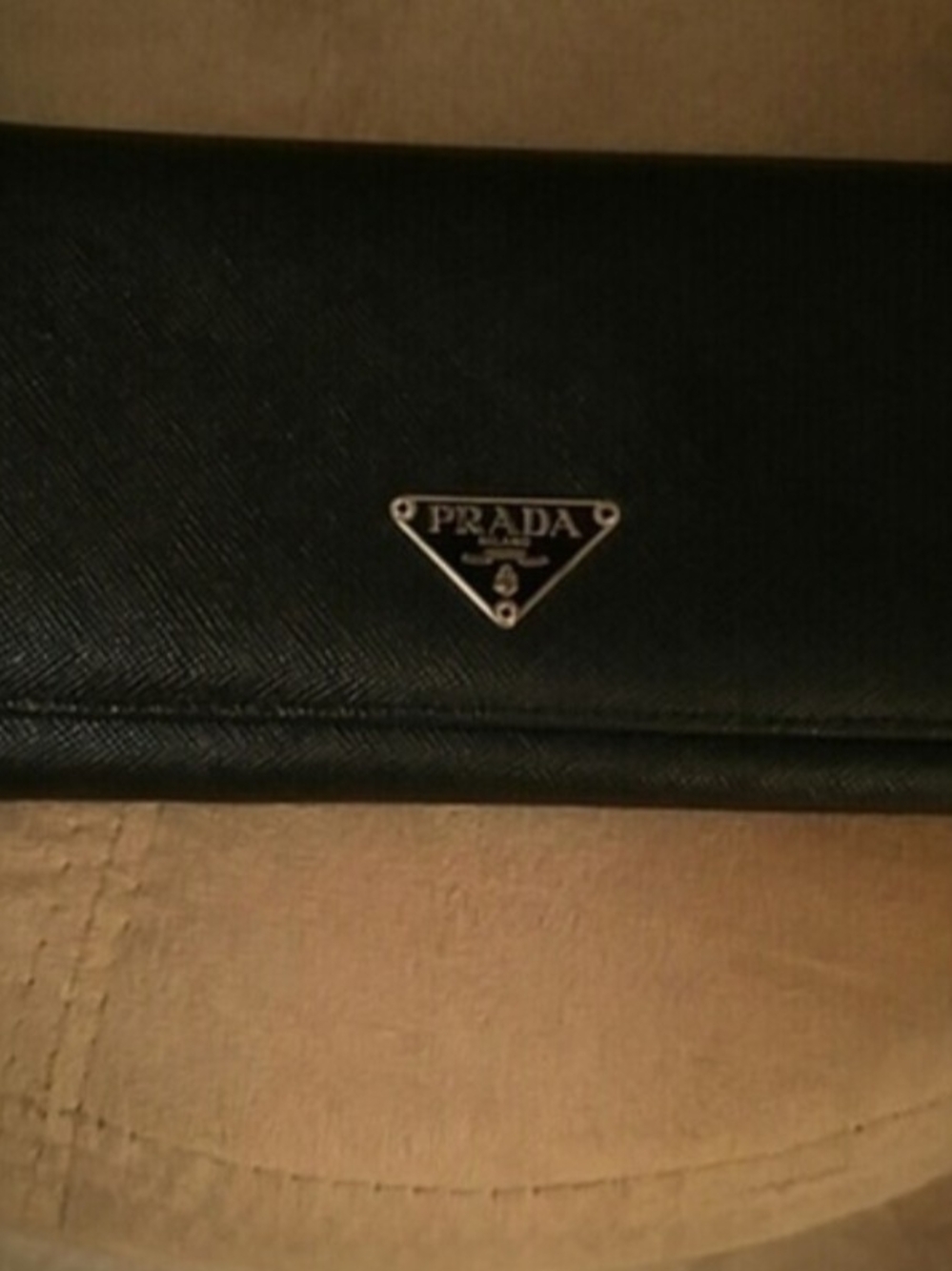 Prada Black Saffiano Continental Wallet with Logo Plaque